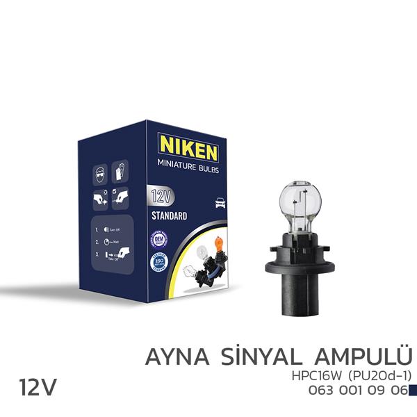 Niken 12V HPC16W Ayna Sinyal Ampulü (PU20d-1) 10LU'> Niken 12V HPC16W Ayna Sinyal Ampulü (PU20d-1) 10L...