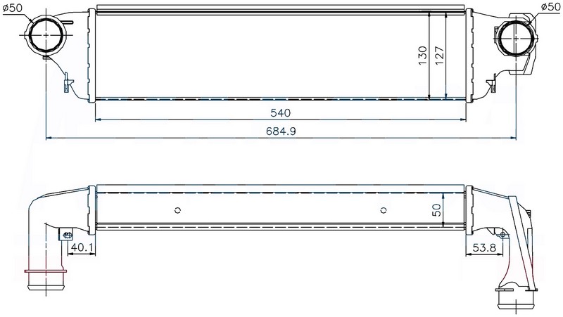 Intercooler Brazing Intercooler A/m (540X127X50) 3.2...