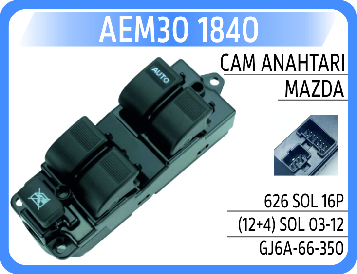 CAM ACMA KAPAMA ANAHTARI MAZDA 6 03-06 SOL DORTLU
