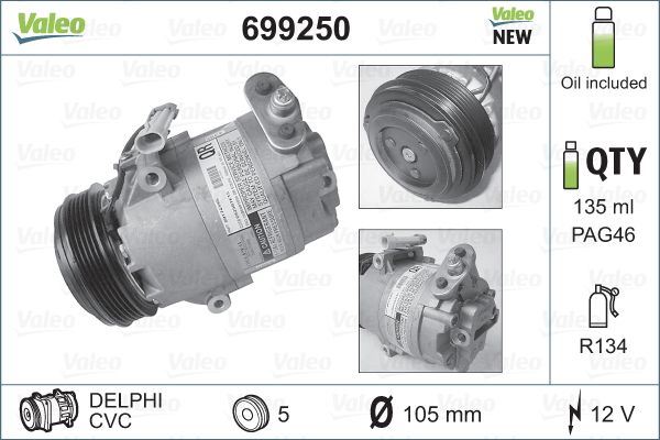KLİMA KOMPRESÖRÜ ASTRA G 1.4 16V-1.6 16V-1.8 16V-2.0 16V (98-05) (109mm)