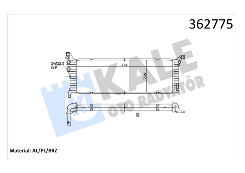 LT RADYATÖR VOLKSWAGEN TRANSPORTER VI-MULTIVAN VI 2.0TDI 15>(CXHA-CXFA-CXEB-CXEC)[BRAZING] [52MM] LT RADYATÖR