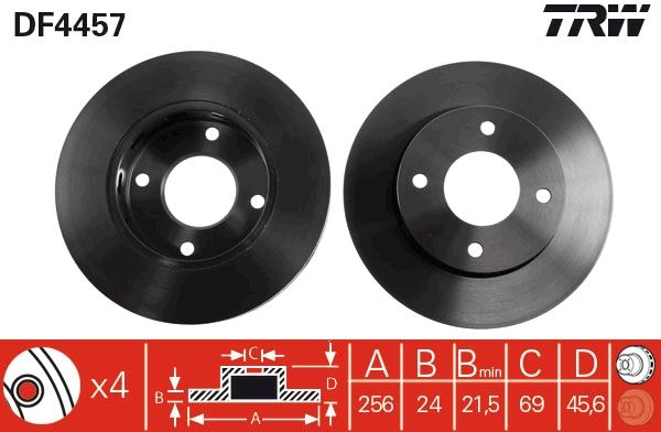 ÖN FREN DİSKİ (HAVA KANALLI) MITSUBISHI COLT 1.1L 3A91 Z32A 1.3L 4A90 Z34A 1.5L 4A91 Z36A 04-12 (256 çap x 4 bijon) - Takım disk fiyatıdır
