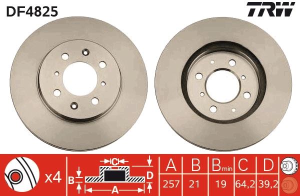 ÖN FREN DİSKİ (HAVA KANALLI) HONDA JAZZ 1,4L L13A (GD1 kasa) 02-07 / CITY 1,4L L13A8 (GE4 kasa) 05-08 (258 çap x 4 bijon) - Takım disk fiyatıdır - BÜYÜK TİP