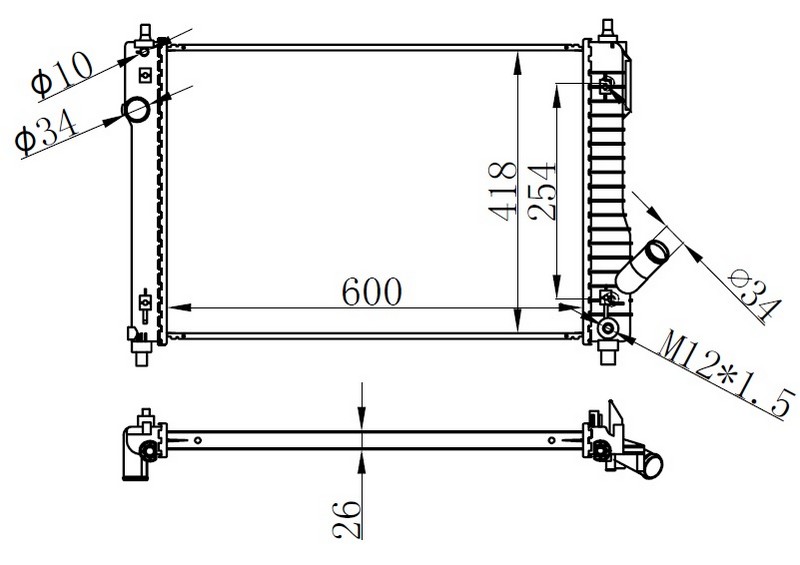 RADYATOR BRAZİNG AT(600X418X26)AVEO 1.4 07+ / KALOS 03+ 616904