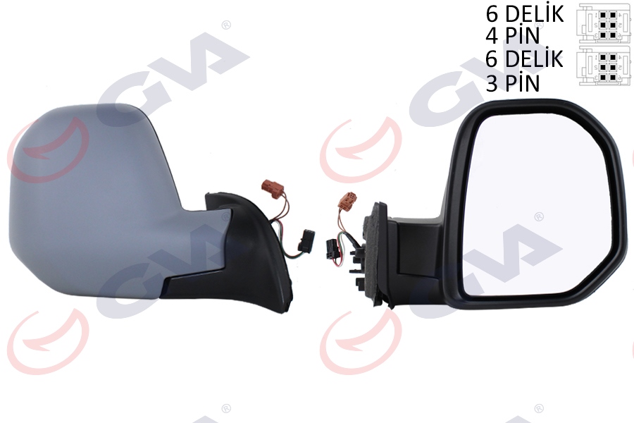 DIŞ DİKİZ AYNASI SAĞ BERLINGO-PARTNER 08> ELEKTRİKLİ+ISITMALI+SENSÖRLÜ+ASTARLI+KONVEKS VM-6118EHPSR