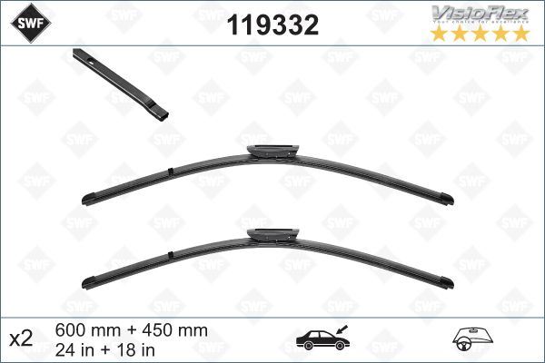 Silecek Süpürgesi 60+45cm (Flatblade-muz Tipi) Ren...