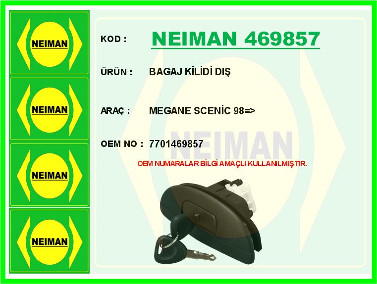 BAGAJ KİLİDİ DIŞ MEGANE SCENİC 98=>
