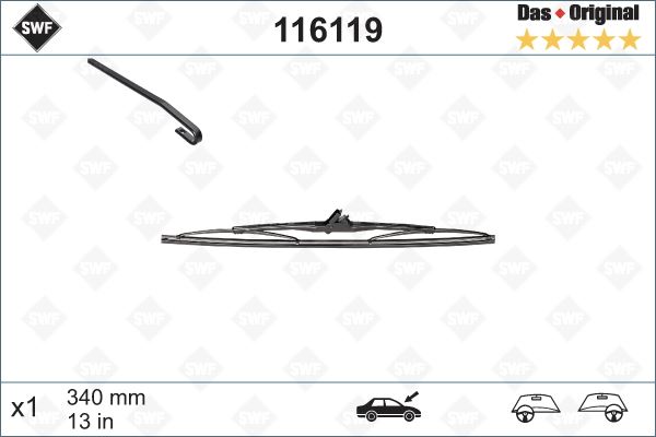 Silecek Süpürgesi Arka GOLF3-GOLF4 (340 Mm)