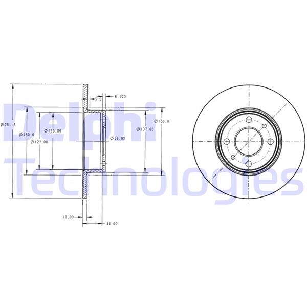 ARKA FREN DISKI FIAT BRAVO II 07> STILO 01> LINEA 07> ALFA ROMEO MITO 08> LANCIA DELTA II 08> (251.5x10x4DL)