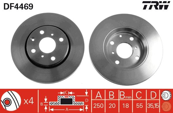 ÖN FREN AYNASI P107 1.0-1.4HDI 06/05>C1 1.0 1.4HDİ 05>TOYOTA AYGO 1.0 1.4HDİ 05> (247x20x4DLxHAVALI)