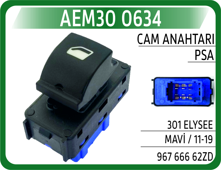 Cam Anahtarı Psa 301 Elysee Mavi / 11-19