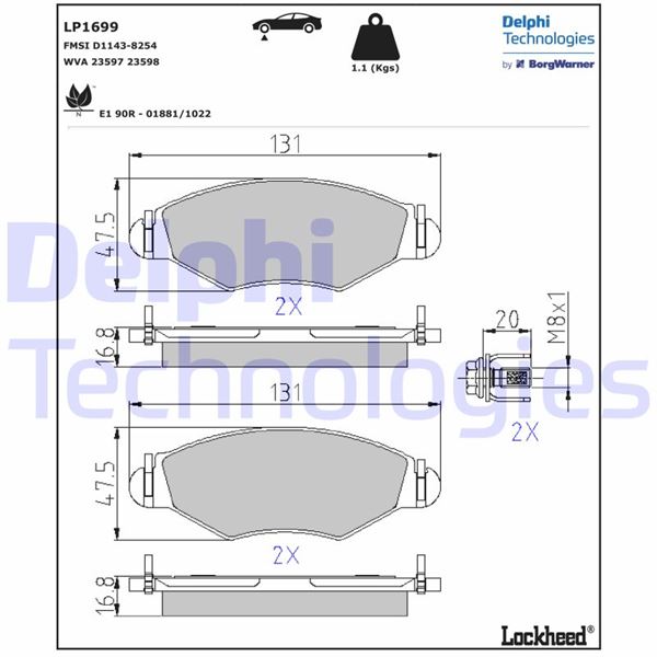 ÖN FREN BALATASI PEUGEOT P206 1.4 1.6 09/98> P306 1.4 1.6 5/93>