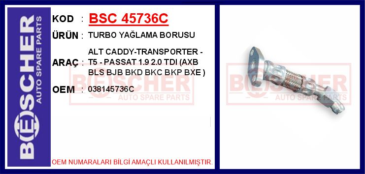 Turbo Yağlama Borusu Alt Caddy-transporter