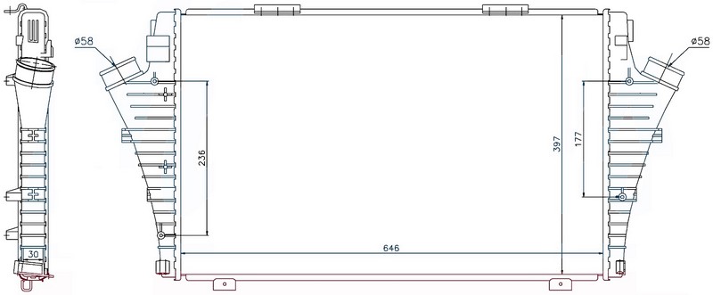 Intercooler Brazing Intercooler A/m (646X397X30) Vec...