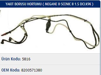Mazot Boru Takımı Mgn Ii-scenic II K9K 722