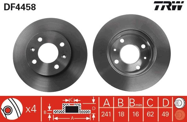 ÖN FREN DİSKİ (HAVA KANALLI) HYUNDAI İ10 1.1L G4HG 08-13 / KIA PICANTO 1.1L G4HG benzinli 05-> (241 çap x 4 bijon) - Takım disk fiyatıdır