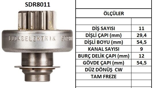 Marş Dişlisi (11 DİŞ-9 Kanal) (Zen 1023) Peugeot-c...