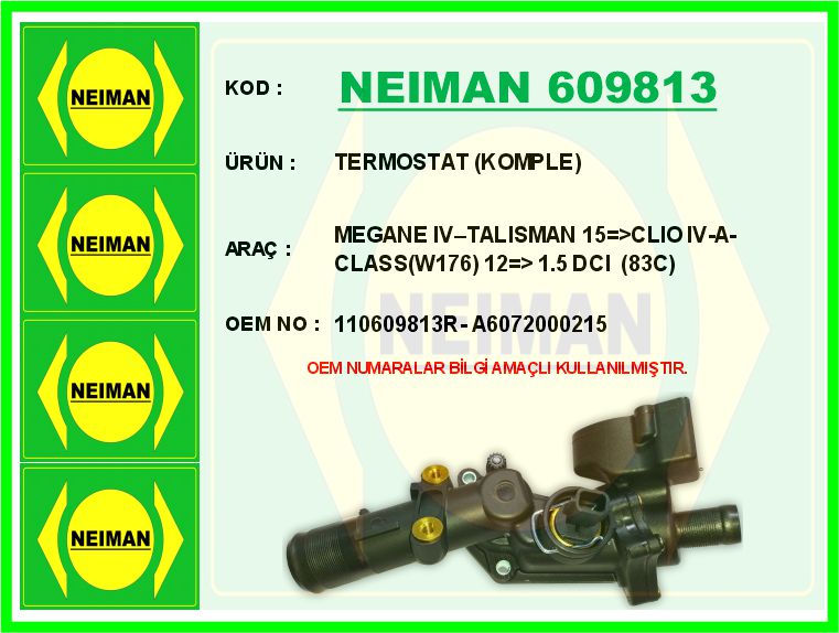 TERMOSTAT 83 °C RENAULT SYMBOL III 14> MEGANE IV 16> CLIO IV 12> CAPTUR 13> DUSTER 12> DOKKER 12> MERCEDES OM607 W176 W246 C117 X117 X156 . NISSAN QASHQAI II 13> JUKE 10>19 1.5dCi