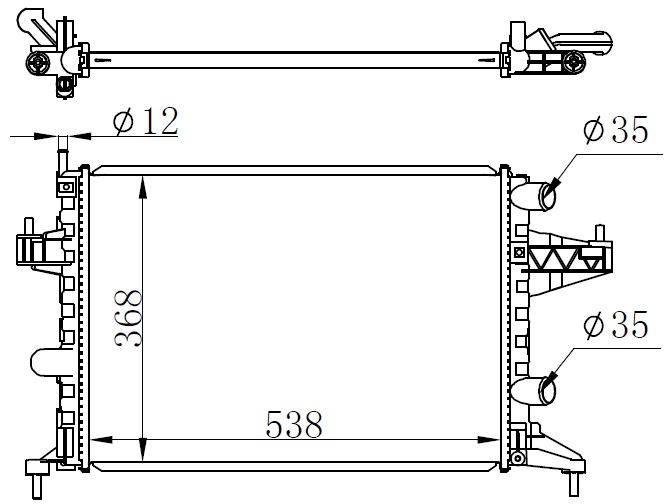 MOTOR SU RADYATORU BRAZING CORSA C-COMBO-TIGRA 1.0-1.2-1.2 16V-1.4-1.4 16V MANUEL SANZUMAN 538×368X22 ***