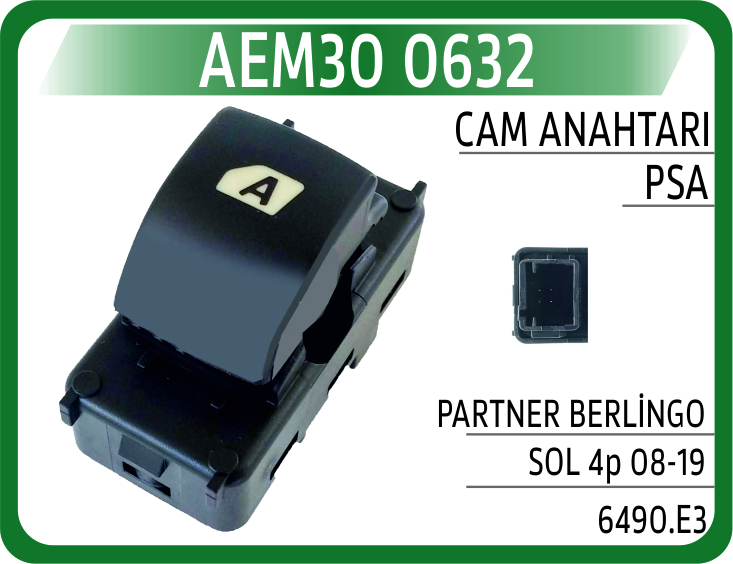 CAM ACMA KUMANDA DUGMESI ON SAG P207 AUTO  SOL  PARTNER TEPE-BERLINGO III - ARKA (SAG / SOL)  C4 (4