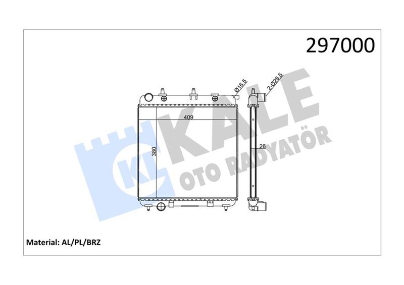 RADYATÖR C2-C3-207-1007 1.4-1.4 16V-1.6 16V-1.4HDI (KLİMASIZ+MEK) (398x380x23)
