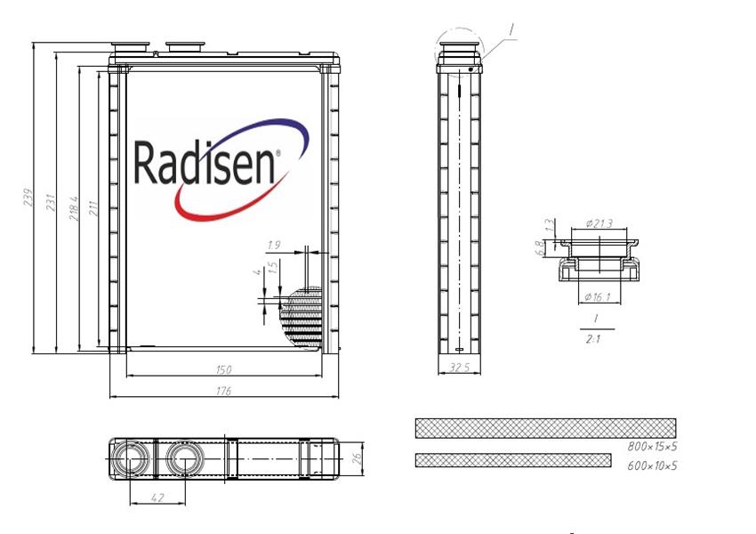 KALORİFER RADYATÖRÜ ASTRA F 19> C4 20> P208 19> P2008 19> (BORUSUZ) [BRAZING AL/AL] [26MM]