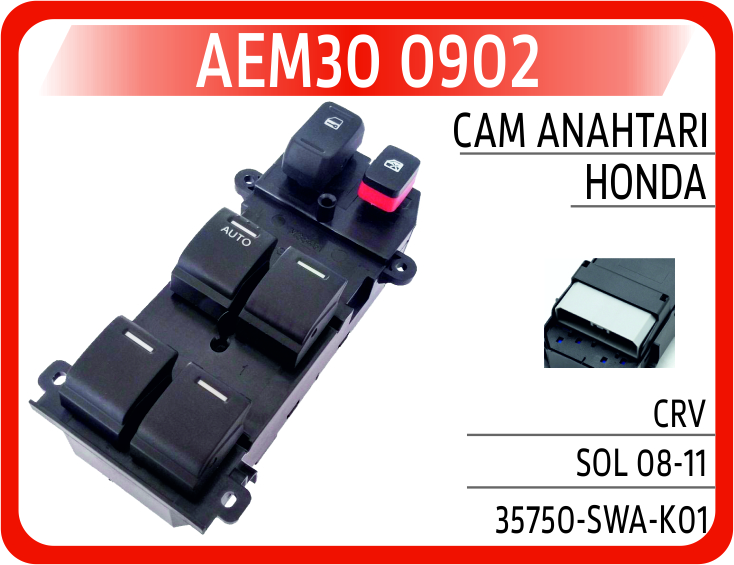 CAM ACMA KAPAMA ANAHTARI CRV (07-11) SOL DORTLU