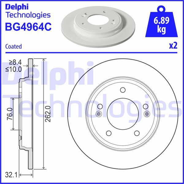 FREN DISKI ARKA 262mm HYUNDAI ELANTRA VI-VII (AD-ADA) 1.6-1.6D 2.0 15-20 IONIQ (AE) 1.6 GDI Plug-in Hybrid 16-22 I20 III (BC3 BI3) 1.6 T-GDi N 20> KIA 16=>