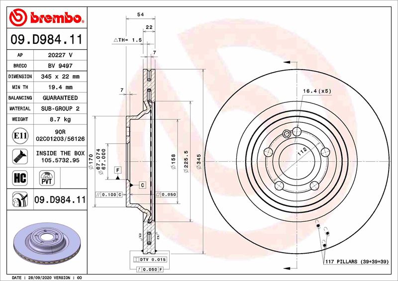 FREN DISKI ARKA MERCEDES V167 C167 X167