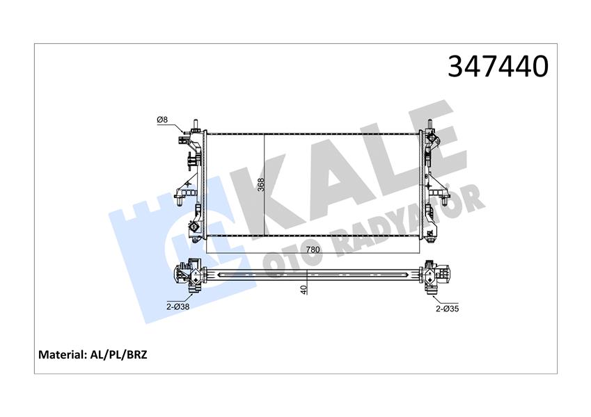 SU RADYATORU PEUGEOT BOXER - CITROEN JUMPER 3.0HDI 06> - FIAT DUCATO 2.3/3.0DMTJ 06> (MT) (BRAZING) (780X368X40)