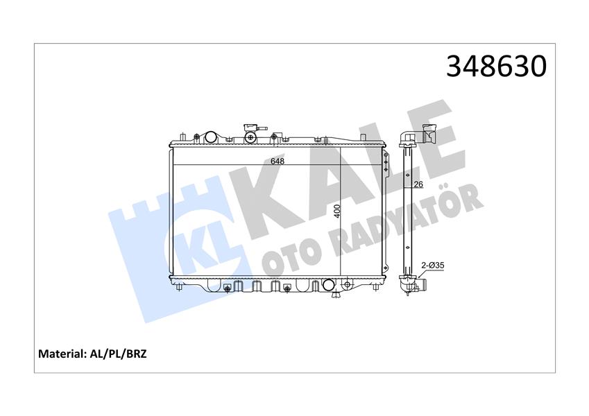 MOTOR SU RADYATORU BRAZING MAZDA 626 87-92 MANUEL SANZUMAN 400×648X16