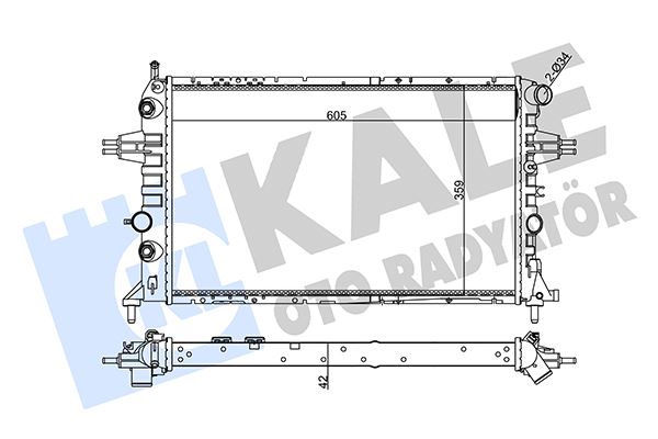 SU RADYATORU [BRAZING VERSIYONU KL138100-2505011AB] OPEL ASTRA G 2.0 16V 2.2DTI 98>05 - ZAFIRA A 2.2DTI 02>05 (AT/MT) [MEKANIK] [605X359X42]