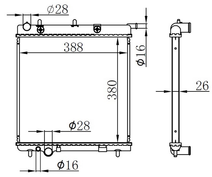 MOTOR SU RADYATORU BRAZING C3 1.4I 02> 380×388X26  OTOMATIK SANZUMAN