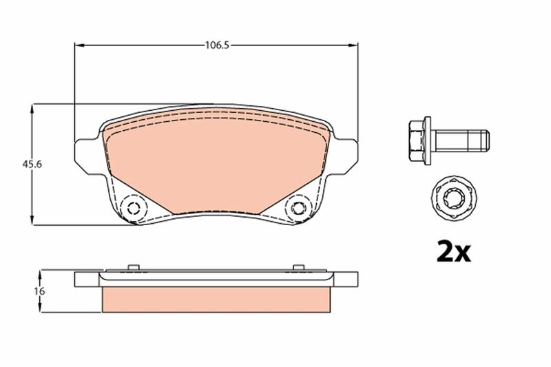 ARKA DİSK FREN BALATASI RENAULT GRAND SCENIC III 09>16 SCENIC III 09>16 SCENIC IV 16> TALISMAN 15> MEGANE IV 15> (106.5x45.5x16)