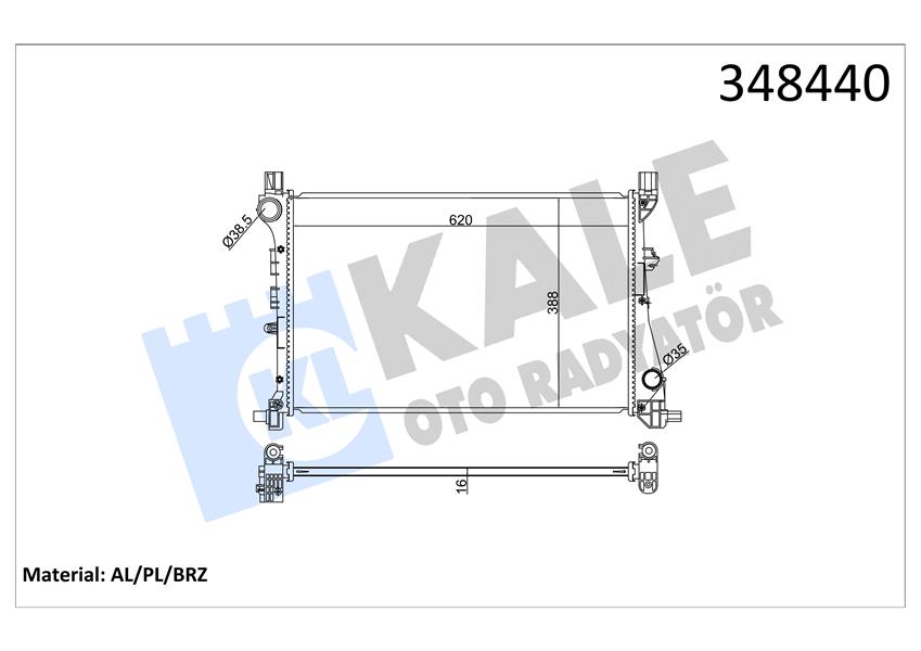 MOTOR SU RADYATÖRÜ FIAT EGEA 15> 1.3D MTJ 1.4 (AL-PL-BRZ) (620x388x16)