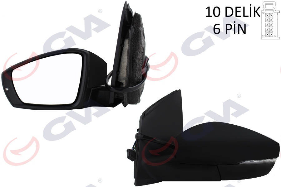 DIŞ DİKİZ AYNASI SOL POLO 09> ELEKTRİKLİ+ISITMALI+SİNYALLİ+ASFERİK 6 FİŞ VM-388NEHAL