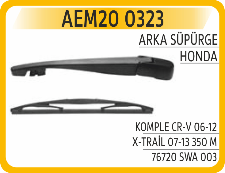 ARKA SILECEK SUPURGESI KOMPLE CR-V 06-12 X-TRAIL 07-13 350 M