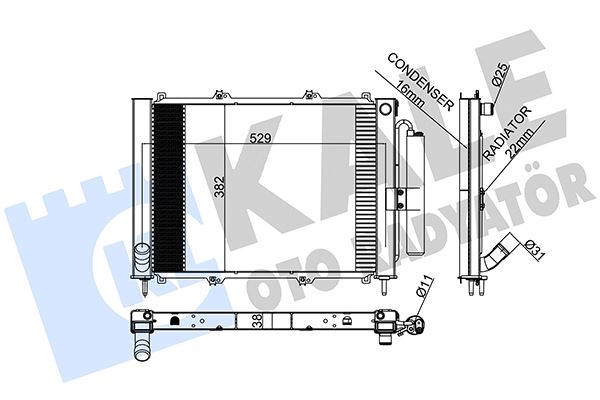 Radyatör+kondenser Kng 1.9 Dci 03=> (Mek+ac)