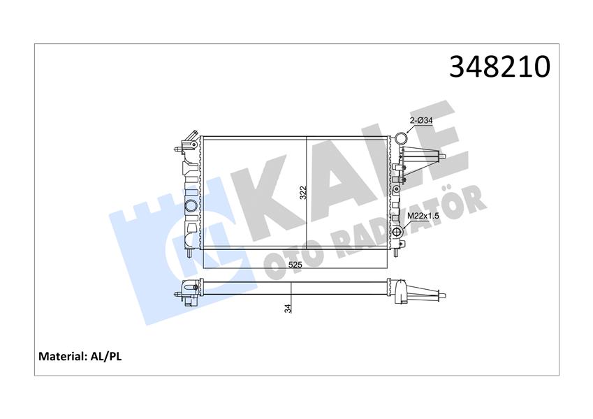 MOTOR SU RADYATORU OPEL VECTRA A 1.6-1.8 88-> VAUXHALL CAVALIER MK III (MT) (KALINLIK: 34MM)