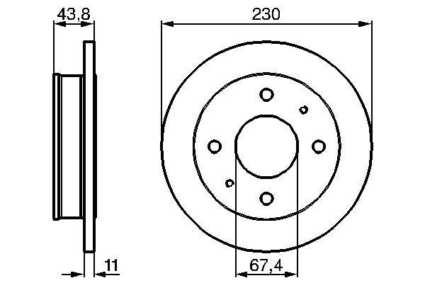 ÖN FREN DİSKİ (DOLU TİP) HYUNDAI ATOS 1,0L G4HC 98-03 (230 çap x 4 bijon) - Adet disk fiyatıdır