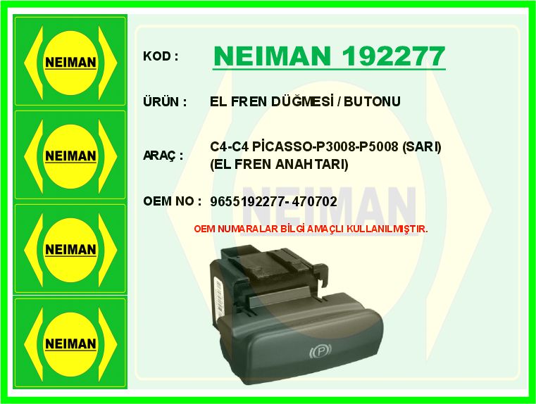 El Fren Düğmesi / Butonu C4-C4 PİCASSO-P3008-P5008...