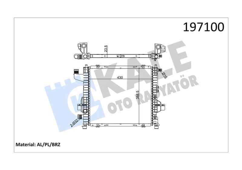 RADYATÖR TWNG 96> 1.2 ENJ 16V (AC+MEK+OTOM) (430x395x24) (1 SIRA ALB SİSTEM)