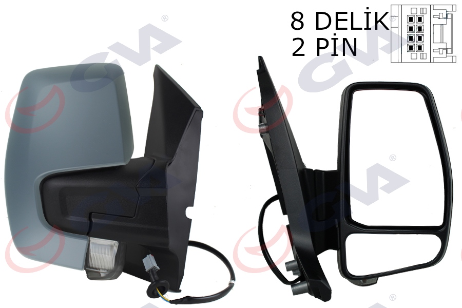 DIŞ DİKİZ AYNASI SAĞ TRANSİT CUSTOM V362 12> 17 MEKANİK+ASTARLI+SİNYALLİ