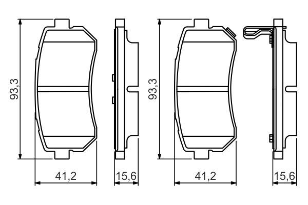 ARKA FREN BALATA HYUNDAI ACCENT ERA 1.4L G4EE 06-10 / İ30 1.4L 1.6L 08-> / İX35 1.6L G4FD GDİ 11-> / KIA CEED 1.4L 1.6L 07-> / SPORTAGE 1.6L G4FD GDİ 09-> / RIO 1.4L 1.6L 05-> (Sürtünme yüzeyi eğik)