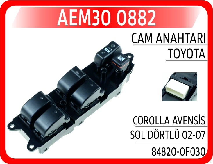 CAM ACMA KAPAMA ANAHTARI COROLLA VERSO (02-07) SOL DORTLU