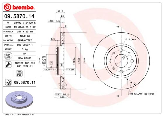 FREN DISKI ON HAVALI 257mm ALBEA PALIO DOBLO TEMPRA 2.0 MAREA 1.6 1.8 FIORINO BIPPER NEMO