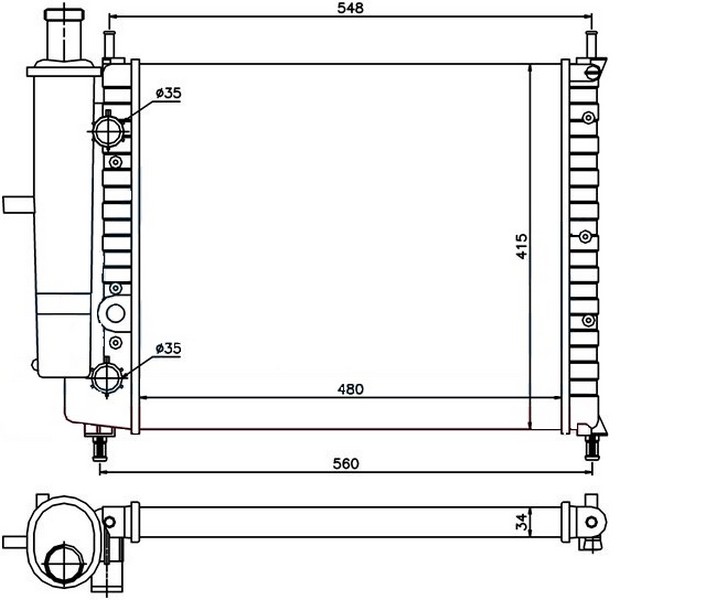 MOTOR SU RADYATORU MAREA BIDONLU 96-> 480×415X34 MANUEL SANZUMAN