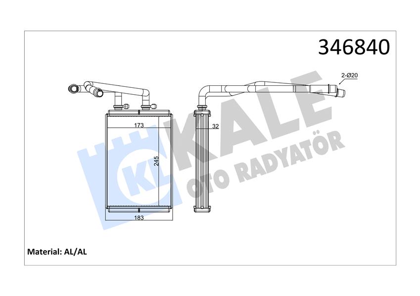 KALORİFER RADYATÖRÜ SCUDO 07>JUMPY 07>ULYSSE 07>P807 05> (250x180x33)