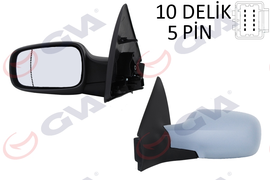 DIŞ DİKİZ AYNASI SOL MEGANE 02> ELEKTRİKLİ+ISITMALI+ASTARLI+ASFERİK 5 FİŞ VM-138EHPAL