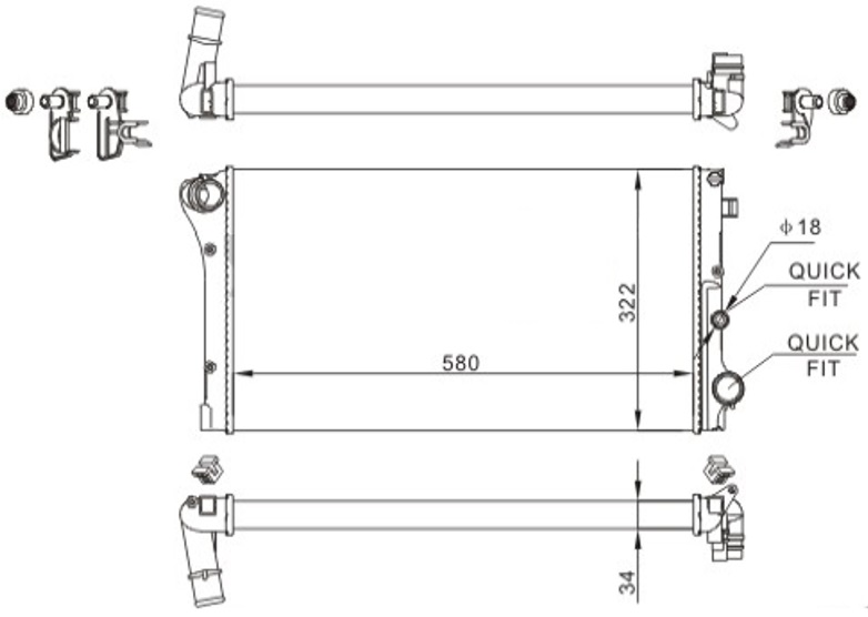 RADYATOR MECHANİCAL MT(580×322×34)PANDA 1.3 MJTD 03+ 617847